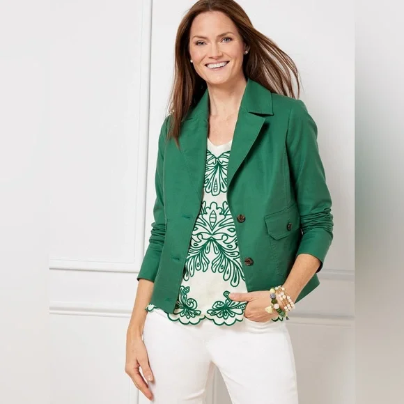 Talbots Green Cropped Blazer - Picture 1 of 6